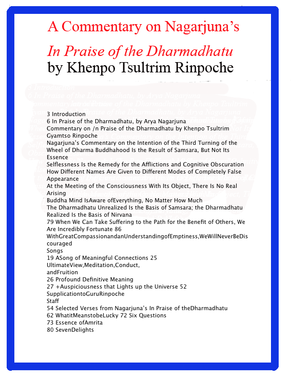Nagarjuna's Praise of Dharmadhatu by Khenpo Tsultrim (PDF)